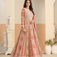 Anaita Light Orange Heavy Embroidered Faux Georgette Anarkali Suit With Salwar