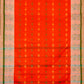 Exclusive Collection 100% Pure Cotton Tomato Red Tant Saree With Hand Weaving Work - Swadesiicart