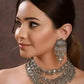 Tehzeeb Creations Women's Silver Colour Antique Necklace And Earrings With Mirror Work - Swadesiicart