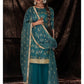 Myra Dark Firozi Net Embroidered Sharara Suit | Swadesiicart