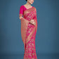 Monjolika Fashion Banarasi Silk Rani Pink Zaal Pattern Traditional Saree | Swadesiicart