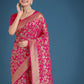 Monjolika Fashion Banarasi Silk Rani Pink Zaal Pattern Traditional Saree | Swadesiicart