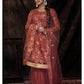 Myra Dark Orange Net Embroidered Sharara Suit | Swadesiicart