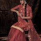 Myra Dark Orange Net Embroidered Sharara Suit | Swadesiicart