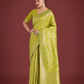 Monjolika Fashion Banarasi Silk Parrot Green Zaal Pattern Traditional Saree | Swadesiicart