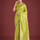 Monjolika Fashion Banarasi Silk Parrot Green Zaal Pattern Traditional Saree | Swadesiicart