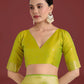 Monjolika Fashion Banarasi Silk Parrot Green Zaal Pattern Traditional Saree | Swadesiicart