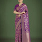 Monjolika Fashion Banarasi Silk Purple Zaal Pattern Traditional Saree | Swadesiicart