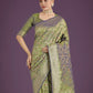 Monjolika Fashion Banarasi Silk Olive Zaal Pattern Traditional Saree | Swadesiicart