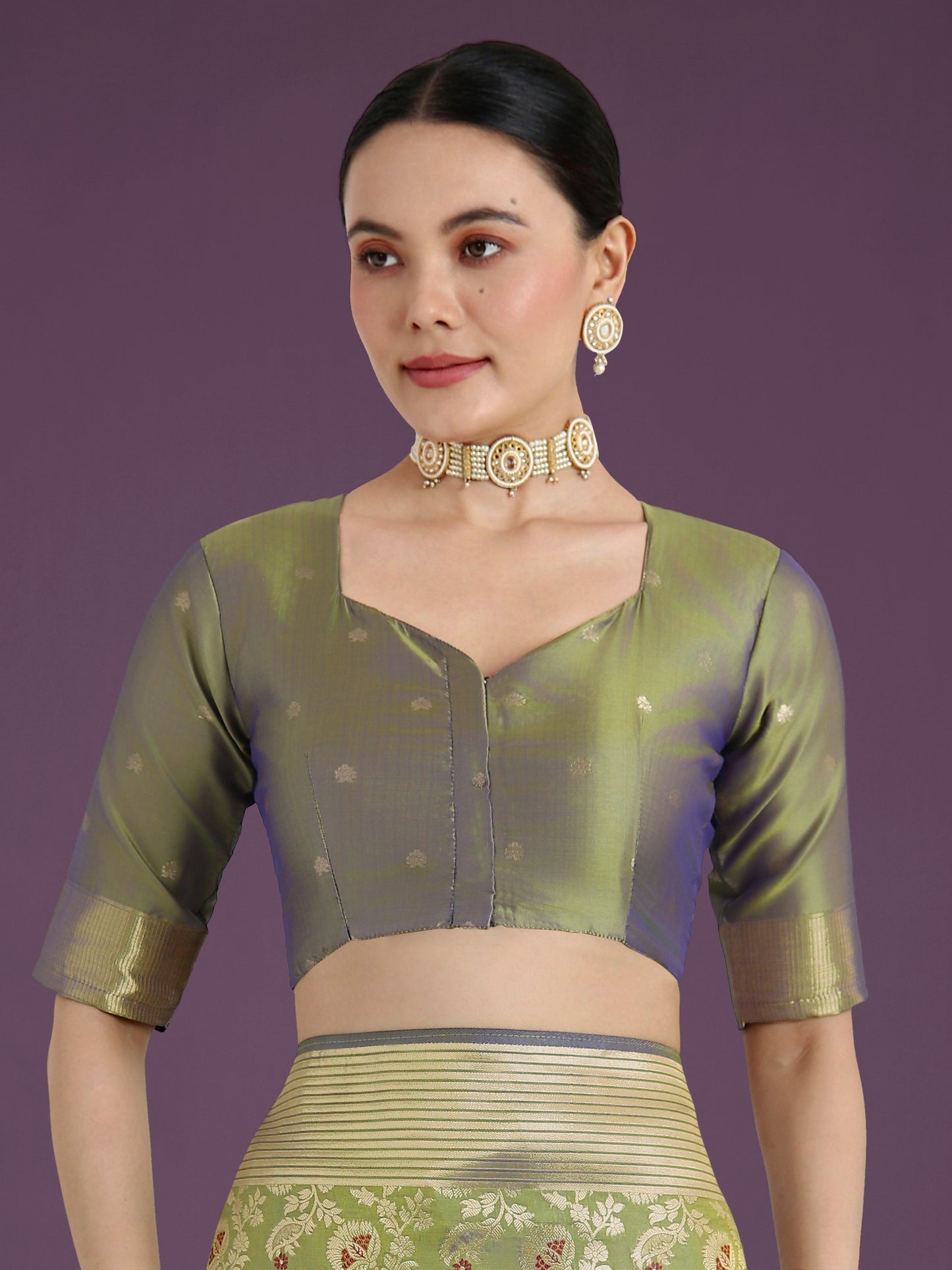 Monjolika Fashion Banarasi Silk Olive Zaal Pattern Traditional Saree | Swadesiicart