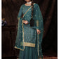 Myra Beautiful Dark Firozi Net Embroidered Sharara Suit | Swadesiicart