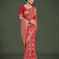 Monjolika Fashion Banarasi Silk Red Zaal Pattern Traditional Saree | Swadesiicart