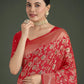 Monjolika Fashion Banarasi Silk Red Zaal Pattern Traditional Saree | Swadesiicart