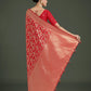 Monjolika Fashion Banarasi Silk Red Zaal Pattern Traditional Saree | Swadesiicart