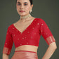 Monjolika Fashion Banarasi Silk Red Zaal Pattern Traditional Saree | Swadesiicart