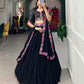 Lorenvalley Black Georgette Plain with Sequins and Thread Embroidery Work Belt Lehenga Choli with Dupatta | Swadesiicart