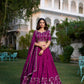 Lorenvalley Purple Vichitra Silk Sequins and Thread Embroidery Work With Lace Border Lehenga Choli | Swadesiicart