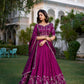 Lorenvalley Purple Vichitra Silk Sequins and Thread Embroidery Work With Lace Border Lehenga Choli | Swadesiicart