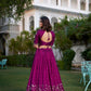 Lorenvalley Purple Vichitra Silk Sequins and Thread Embroidery Work With Lace Border Lehenga Choli | Swadesiicart