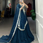 Lorenvalley Teal Georgette Plain with Sequins and Thread Embroidery Work Belt Lehenga Choli | Swadesiicart