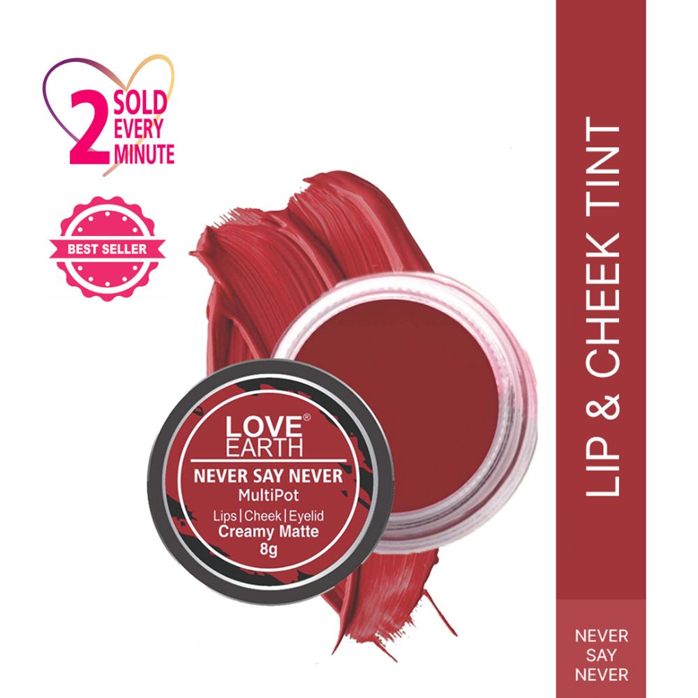 Love Earth Lip Tint & Cheek Tint Multipot - Never Say Never - Swadesiicart