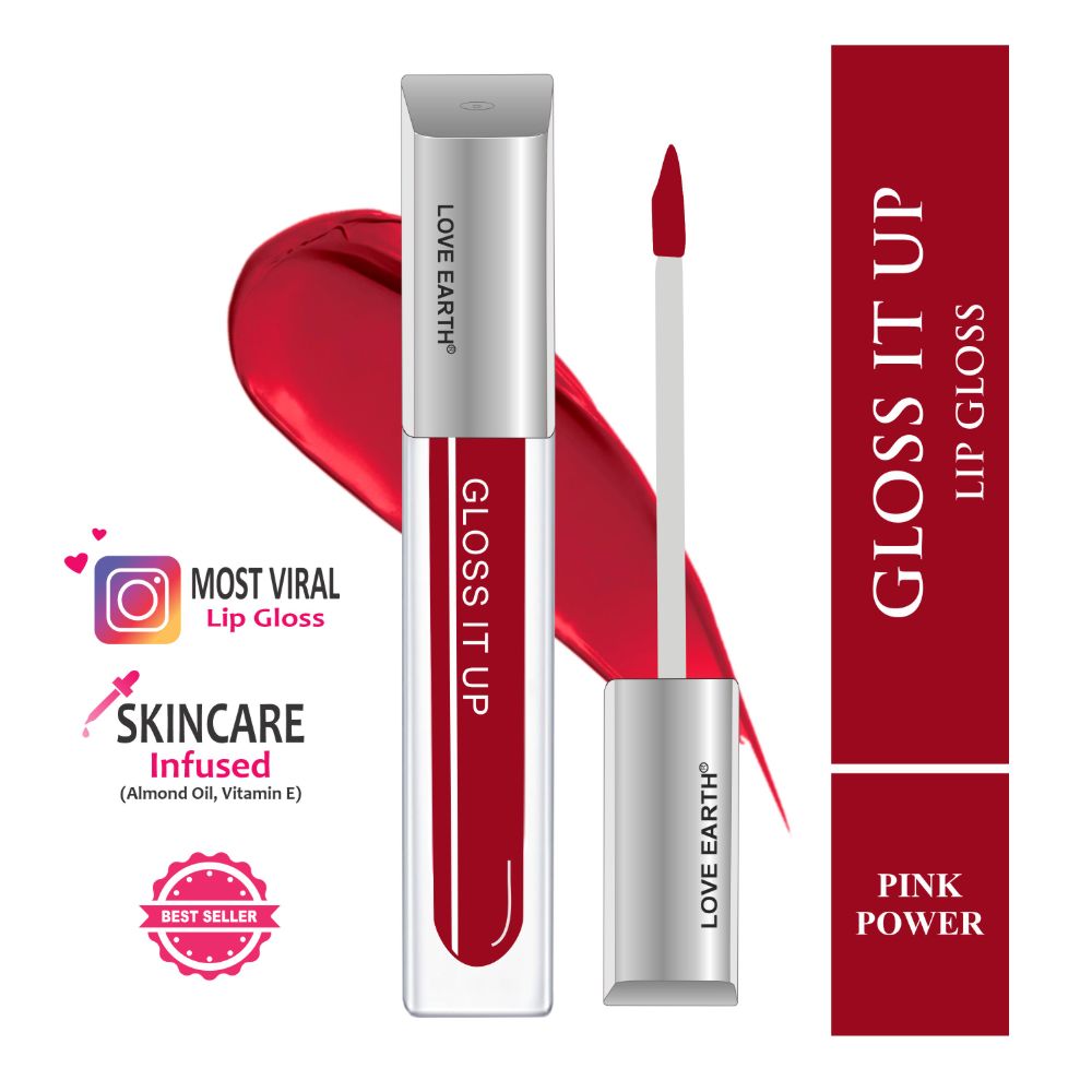 Love Earth Lip Gloss - Pink Power (Deep Pink) - Swadesiicart