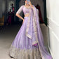 Lorenvalley Lavender Burberry Silk Sequins Embroidery Work Lace Border Lehenga Choli | Swadesiicart