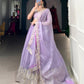 Lorenvalley Lavender Burberry Silk Sequins Embroidery Work Lace Border Lehenga Choli | Swadesiicart