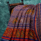 Light Orange And Ink Blue Colour Printed Semi Chanderi Saree By Gayathri Reddy Designer Studio | Swadesiicart