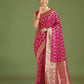 Monjolika Fashion Stunning Rani Pink Banarasi Satin Silk Golden Meenakari Work Saree | Swadesiicart