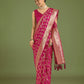Monjolika Fashion Stunning Rani Pink Banarasi Satin Silk Golden Meenakari Work Saree | Swadesiicart