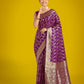 Monjolika Fashion Stunning Purple Banarasi Satin Silk Golden Meenakari Work Saree | Swadesiicart