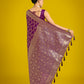 Monjolika Fashion Stunning Purple Banarasi Satin Silk Golden Meenakari Work Saree | Swadesiicart
