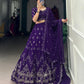 Lorenvalley Purple Georgette Sequins and Thread Embroidery Work Lehenga Choli | Swadesiicart