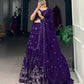 Lorenvalley Purple Georgette Sequins and Thread Embroidery Work Lehenga Choli | Swadesiicart