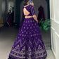 Lorenvalley Purple Georgette Sequins and Thread Embroidery Work Lehenga Choli | Swadesiicart