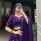 Lorenvalley Purple Georgette Sequins and Thread Embroidery Work Lehenga Choli | Swadesiicart