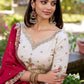 Lorenvalley OffWhite Vichitra Silk Sequins and Thread Embroidery Work Lehenga Choli | Swadesiicart