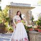 Lorenvalley Georgette Sequins and Thread Embroidery Work With Embossed Design Lace Lehenga Choli | Swadesiicart