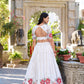Lorenvalley Georgette Sequins and Thread Embroidery Work With Embossed Design Lace Lehenga Choli | Swadesiicart