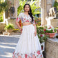 Lorenvalley Georgette Sequins and Thread Embroidery Work With Embossed Design Lace Lehenga Choli | Swadesiicart