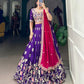 Lorenvalley Purple Vichitra Silk Sequins and Thread Embroidery Work Lehenga Choli | Swadesiicart