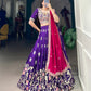 Lorenvalley Purple Vichitra Silk Sequins and Thread Embroidery Work Lehenga Choli | Swadesiicart