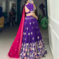 Lorenvalley Purple Vichitra Silk Sequins and Thread Embroidery Work Lehenga Choli | Swadesiicart