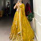 Lorenvalley Mustard Vichitra Silk Sequins and Thread Embroidery Work Lehenga Choli | Swadesiicart