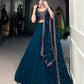 Lorenvalley Teal Georgette Plain Lehenga with Sequins and Thread Embroidery work Choli with Dupatta | Swadesiicart