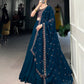 Lorenvalley Teal Georgette Plain Lehenga with Sequins and Thread Embroidery work Choli with Dupatta | Swadesiicart