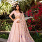 Lorenvalley Light Pink Gold Crush Fabric Sequins and Thread Embroidery All Over Butties Work Lehenga choli | Swadesiicart