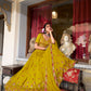 Lorenvalley Mustard Georgette Sequins and Thread Embroidery Work Lehenga Choli | Swadesiicart