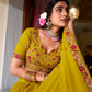 Lorenvalley Mustard Georgette Sequins and Thread Embroidery Work Lehenga Choli | Swadesiicart